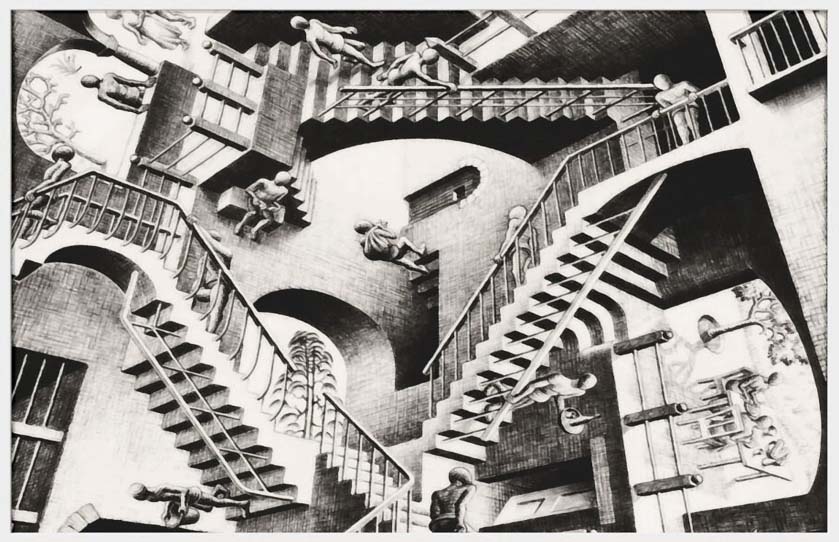 M.C. Escher’s illusion artwork printed in 1953