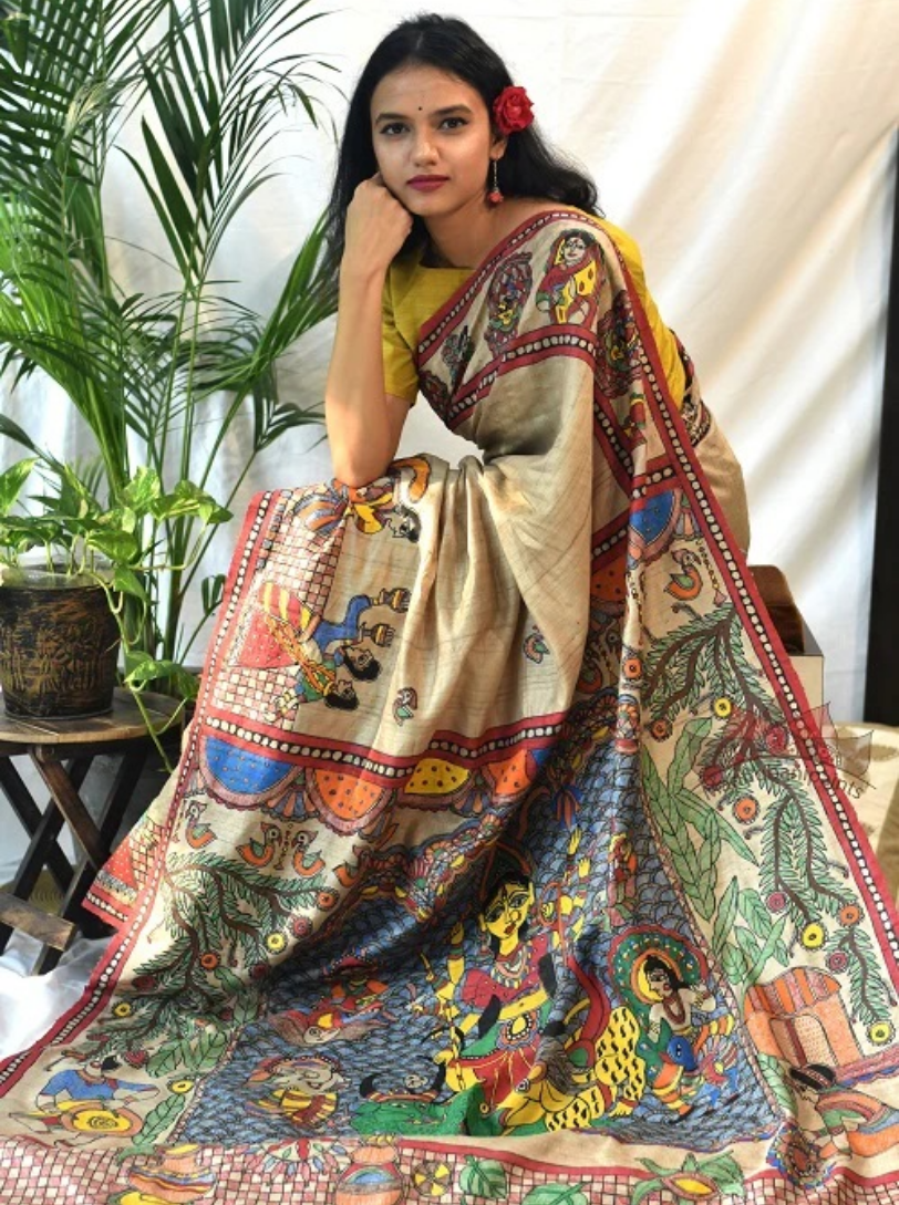 Madhubani Painting Saree