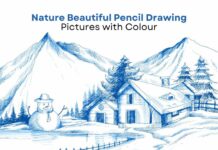 Nature Beautiful Pencil Drawing Pictures with Colour Nature Beautiful Pencil Drawing